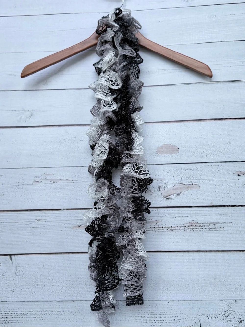 Cascading Open-Knit Ruffle Accent Fashion Scarf